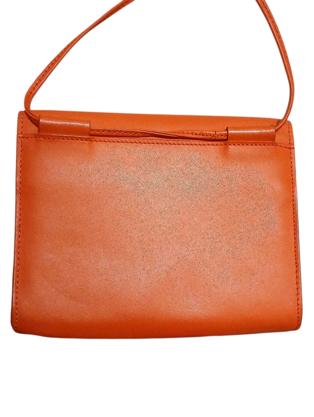 BAGGU | Minimalist Orange Cowhide Leather Crossbody Shoulder Bag - Picture 13 of 13